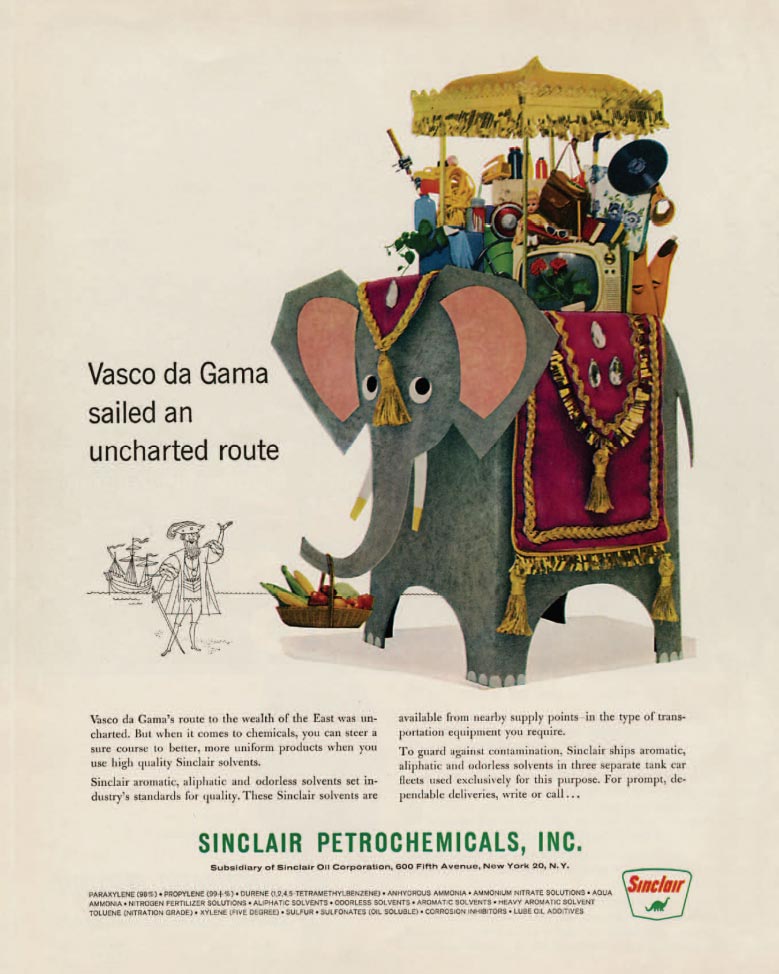 Sinclair Oil's advertisement using vasco da gama