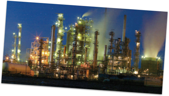 Sinclair Oil refinery at night