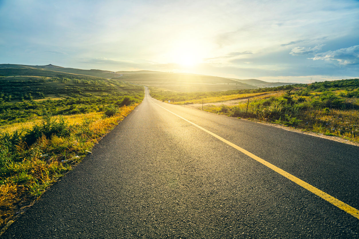 road at sunset