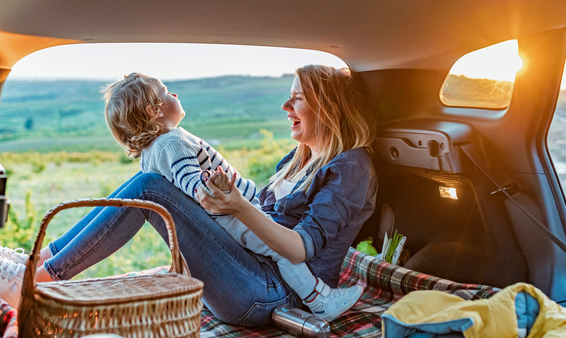 Family in car