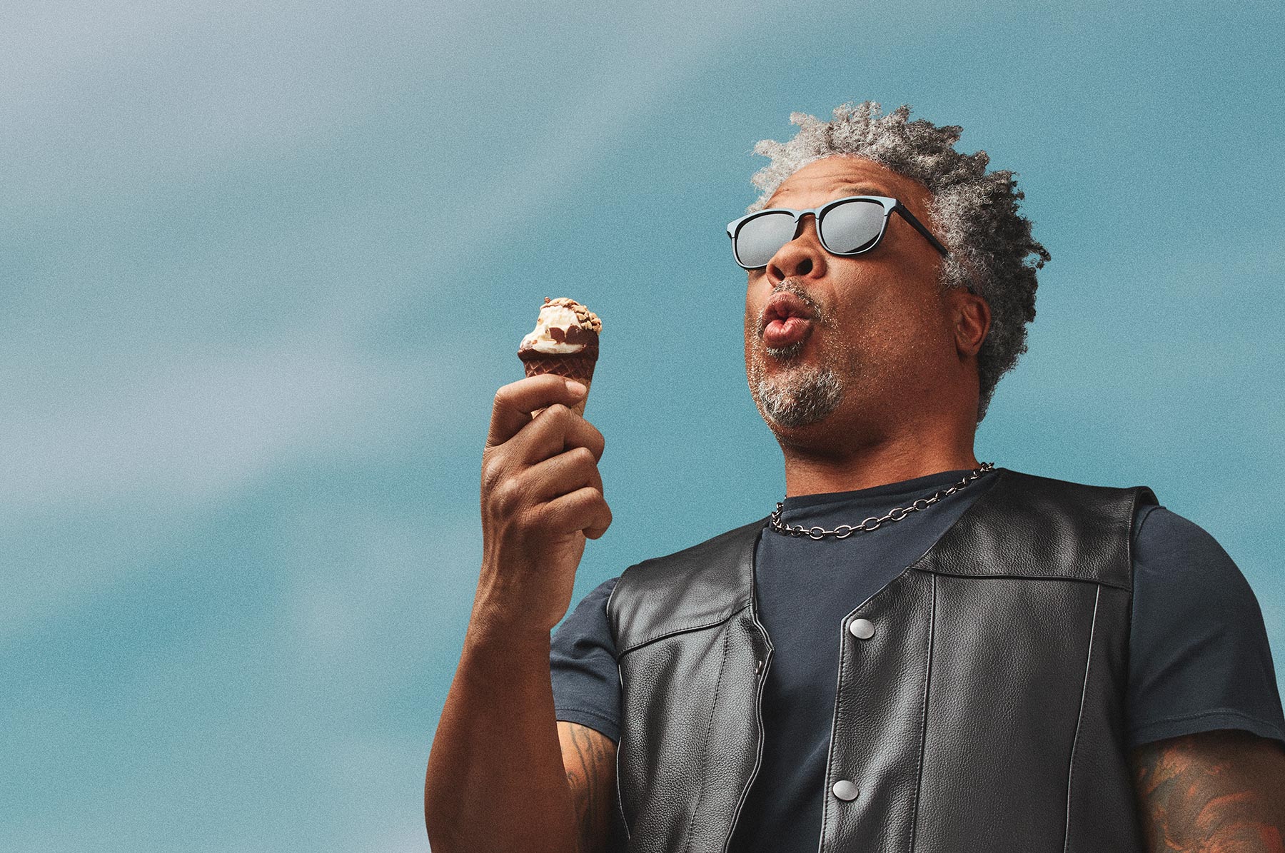 Man eating ice cream