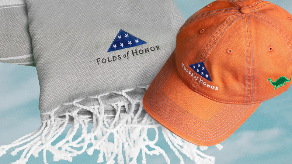 Folds of Honor t-shirt, blanket and cap