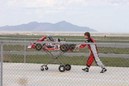 Michael Self pushing kart