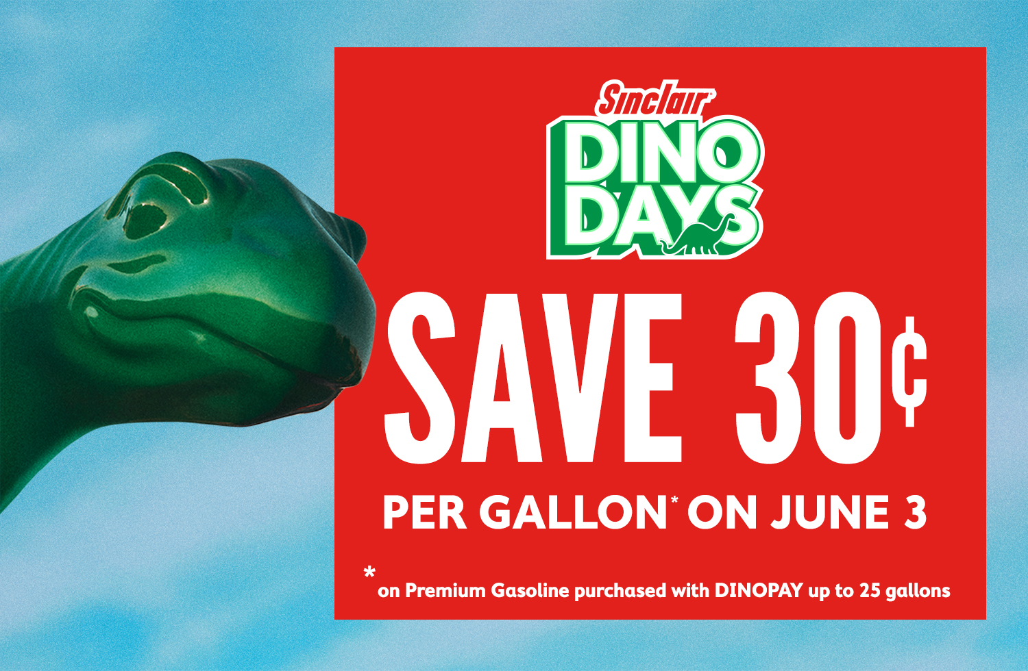 DINO overlooks the DINODays promotion of save 30 cents on June 3rd
