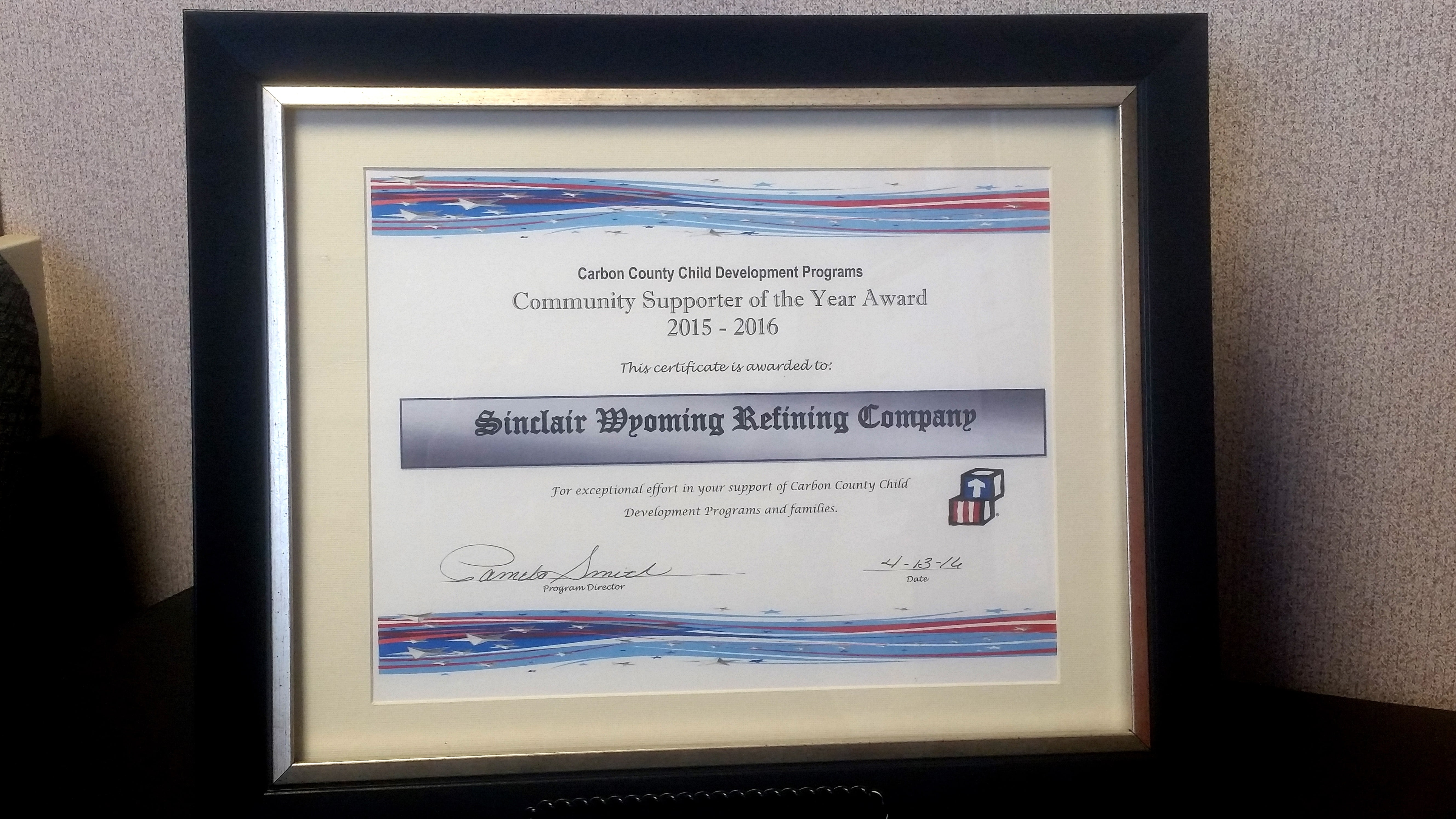 sinclair wyoming refining company award